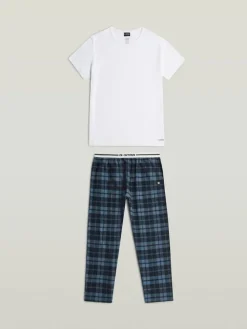 Pyjama wit/donkerblauw