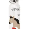 Roestvrijstalen drinkfles "Happiness & Horses" wit - 0,5 l