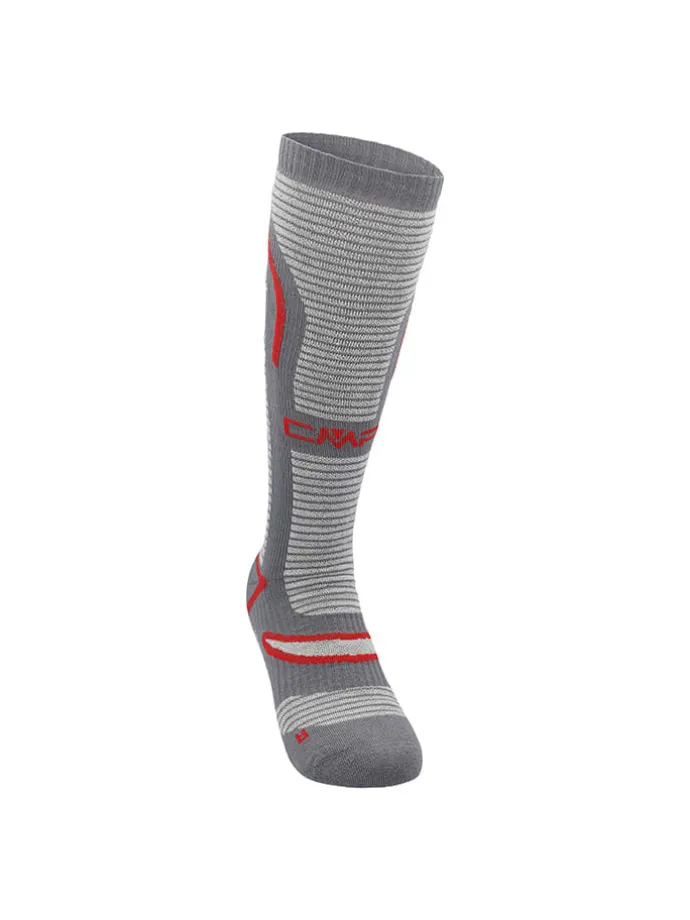 Ski-/snowboardsokken grijs/rood