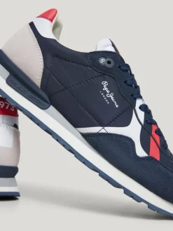 Sneakers "Brit" donkerblauw/rood