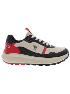 Sneakers crème/rood/zwart