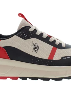 Sneakers crème/rood/zwart
