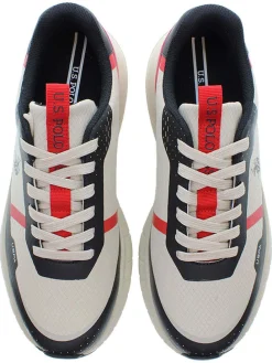 Sneakers crème/rood/zwart