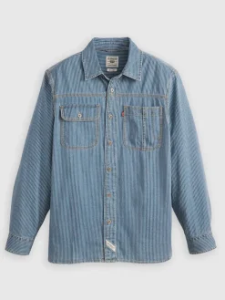 Spijkerblouse blauw/wit