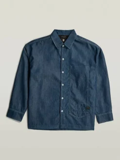 Spijkerblouse - comfort fit - donkerblauw