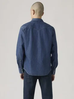 Spijkerblouse - regular fit - donkerblauw