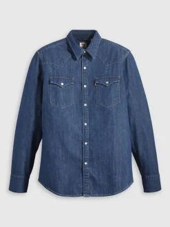 Spijkerblouse - regular fit - donkerblauw