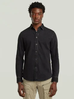 Spijkerblouse - slim fit - antraciet