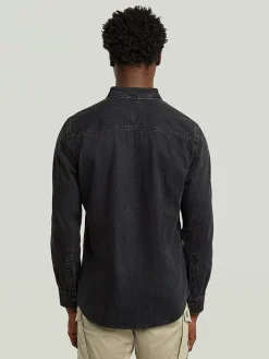 Spijkerblouse - slim fit - antraciet