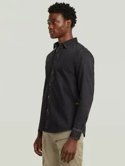 Spijkerblouse - slim fit - antraciet