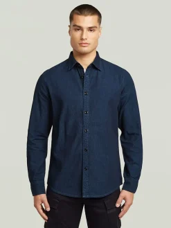 Spijkerblouse - slim fit - donkerblauw