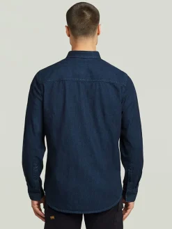 Spijkerblouse - slim fit - donkerblauw