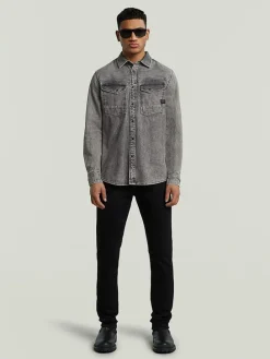 Spijkerblouse - slim fit - grijs