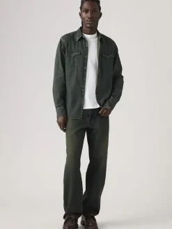 Spijkerbroek "568" - loose straight fit - donkerblauw/kaki