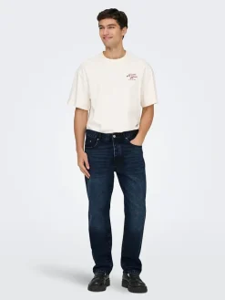 Spijkerbroek - straight fit - donkerblauw