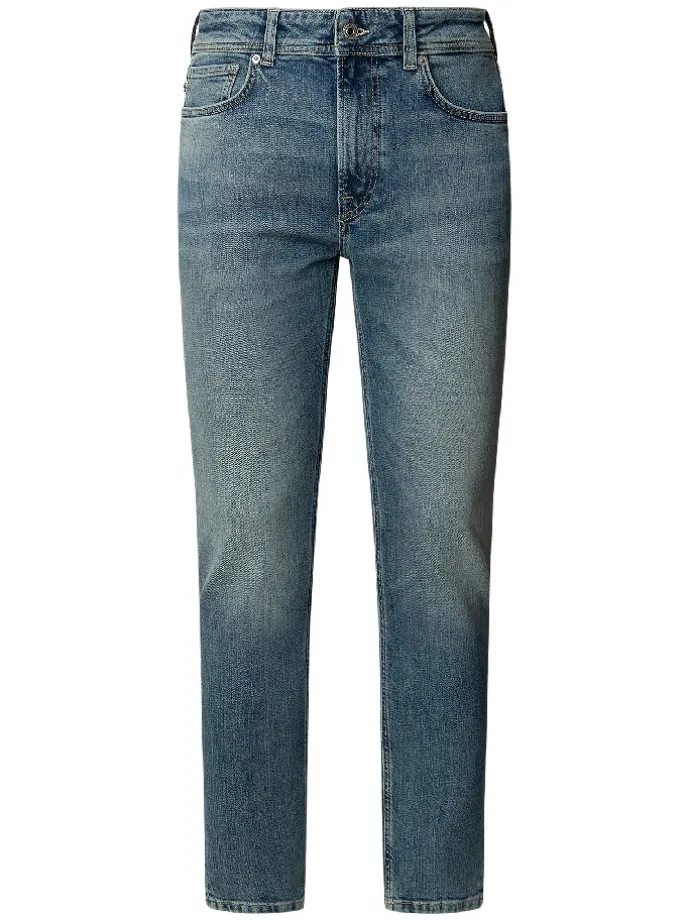 Spijkerbroek - tapered fit - donkerblauw