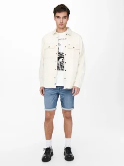 Spijkershort blauw
