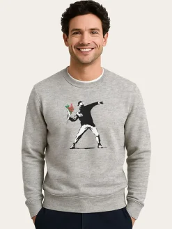 Sweatshirt "Banksy Love" grijs