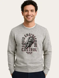 Sweatshirt "Castrol Retro Motorbike" grijs