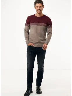 Trui beige/bordeaux