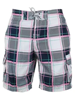 Zwemshorts "Clif" donkerblauw/wit/lichtroze