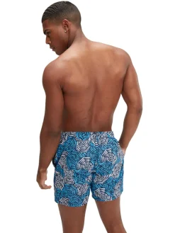 Zwemshorts "Eco Print" donkerblauw/lichtblauw/wit