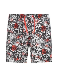 Zwemshort wit/zwart/rood